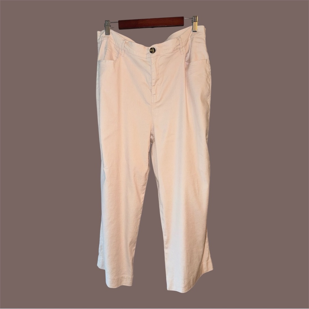 Adyson Parker light pink linen‎ blend cropped pants size 16